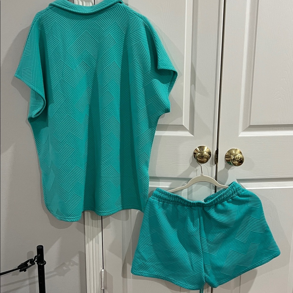 See And Be Seen Teal Polo Shirt and Shorts Set - Picture 6 of 6